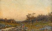 Mauritz Lindstrom Autumn Landscape with a Woman on a Road France oil painting artist
